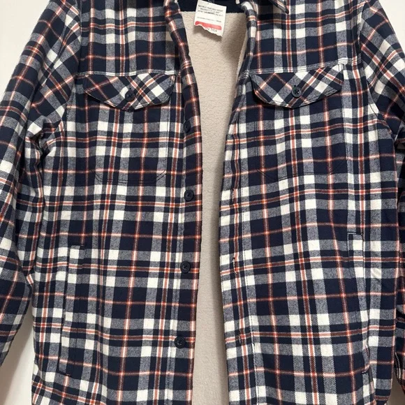 Navy and White Plaid Button-Up Shirt